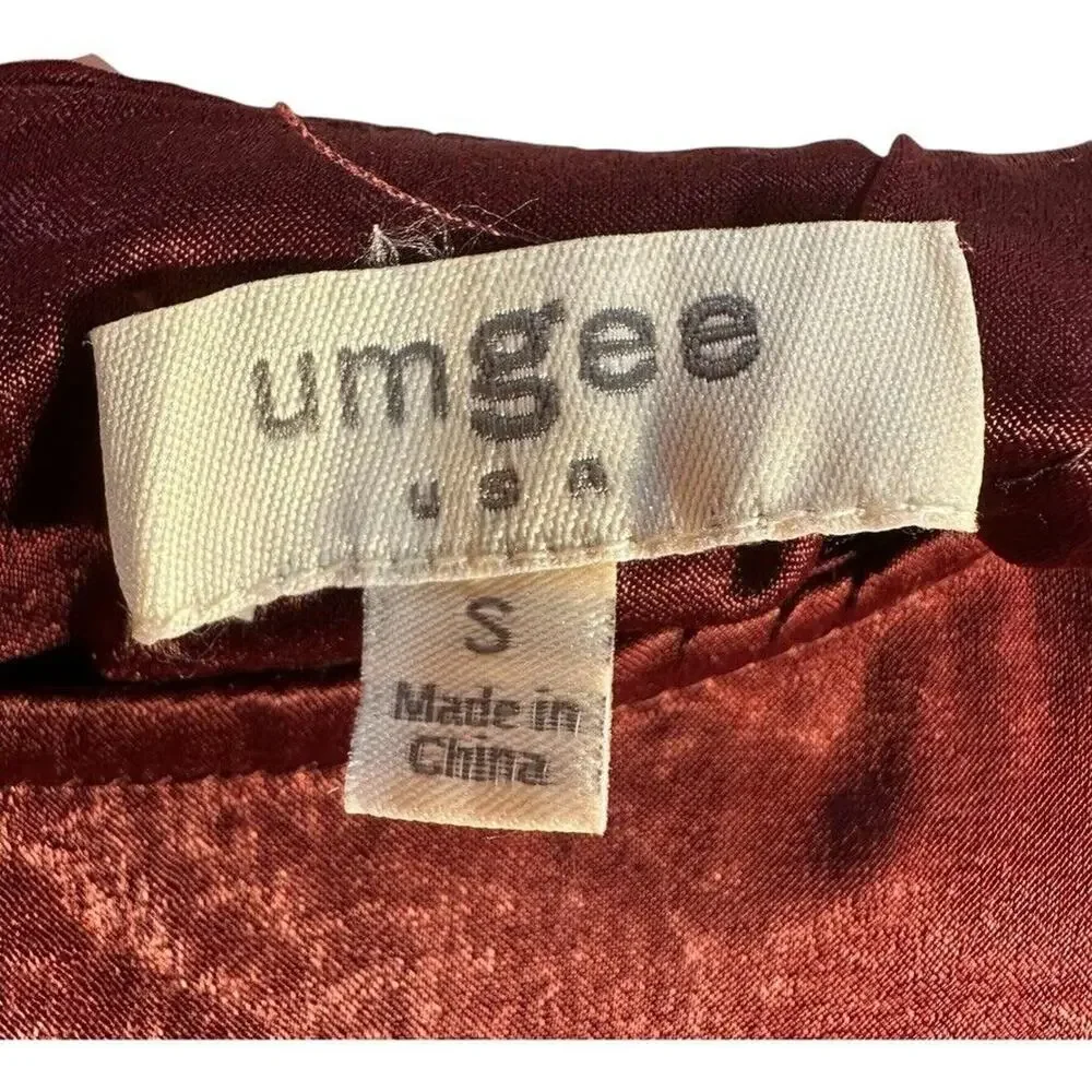 Umgee Long Maxi Satin Dress Womens S Burgundy Whimsigoth Ethereal Fairy Grunge - Picture 10 of 12